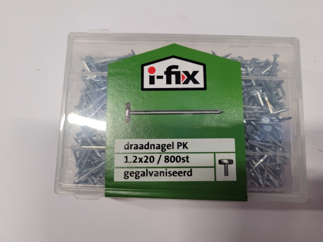 Draadnagel  I-fix  1.2x20  800 stuks